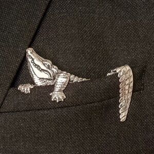 Silver Crocodile Men’s Pocket Square Accessory